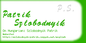 patrik szlobodnyik business card
